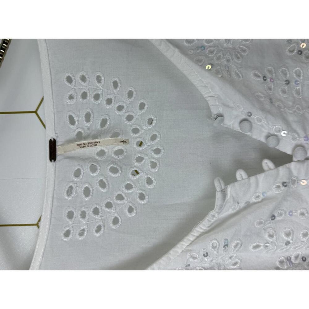 Free People White Sea Of Love Crochet Sparkle Button Tunic Top - Size - Small - Picture 5 of 6
